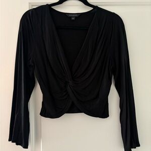 Banana Republic Black Ruched Tie Front Blouse